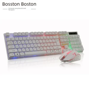 Doctor denton flutuante arco-íris backlight com fio teclado mouse conjunto diy montagem de computador adequado para jogos escritório