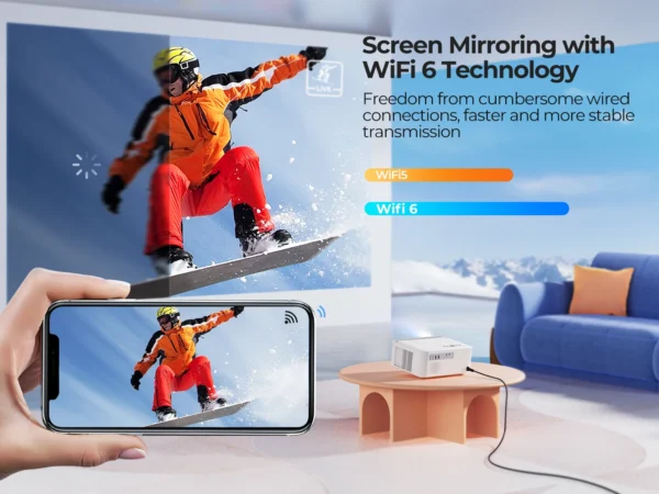 Projetor TOPTRO 1080P Full HD Projetor portátil 700ANSI Android 9.0 Projetor WiFi6 Bluetooth Home Cinema Projetor externo - Imagem 6