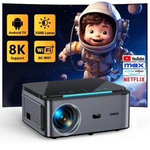 Xylbsy 25000 lúmens android projetor 4k wifi6 bluetooth 5.1 foco automático/projetor keystone vídeo home theater projetor beamer