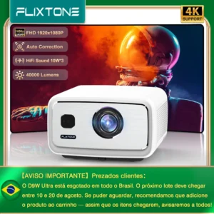 FlixTone D9W Ultra 40000 Lumens Beam Projetor 4k 1080P Projetor para filmes Auto Android Home Cinema para vídeo de reunião ao ar livre