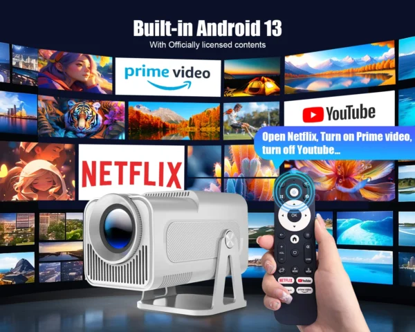 Magcubic Netflix Oficialmente Licenciado Android 13 HY320 NTV Mini Projetor Com Amlogic S950D4 1080P 500ANSI Dual WiFi BT5.2 Voz - Imagem 2
