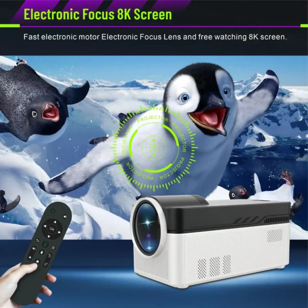 Projetor HY450 900ANSI 2G/32G 1920X1080 com deslocamento automático 8K 4K BT5.4 Foco eletrônico WiFi6 AllwinnerH716 Voz - Imagem 3