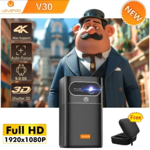 Vevshao V30 3D 4K Mini Projetor Cinema Inteligente Android WiFi Portátil 1080P Home Theater Vídeo LED Projetor DLP com Bateria