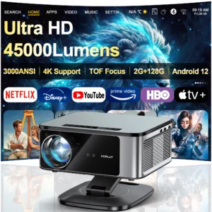 2025 Horlat 45000 Lumens 4K UHD Projetor Laser TOF Focus Android 12 WiFi 1080P Full HD Projetor de filmes de home theater para Netflix