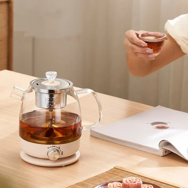 1000ml chaleira elétrica pu'er chá vapor bule casa multi-função máquina de fazer chá isolamento automático bule de vapor 600w - Imagem 2