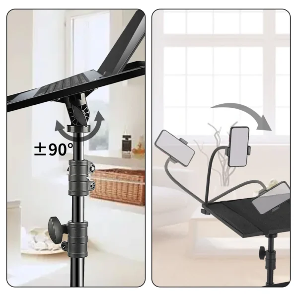 Bandeja Laptop Projetor Tripé Suporte, Altura ajustável, DJ Mixer Standing Desk, Mesa do computador ao ar livre, 90 cm, 125 cm, 145cm - Imagem 4