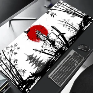 Samurai guerreiro mouse pad gamer acessórios do computador teclado tapete de mesa preto mousepad empresa jogos portátil acessório de mesa pc
