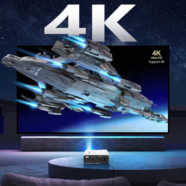 Mais novo Android 14 Netflix Licenciado Projetor 4K Home Cinema 5G WiFi 6 Projetor de Vídeo Portátil LaSEr Versão Google 1800 ANSI - Imagem 2