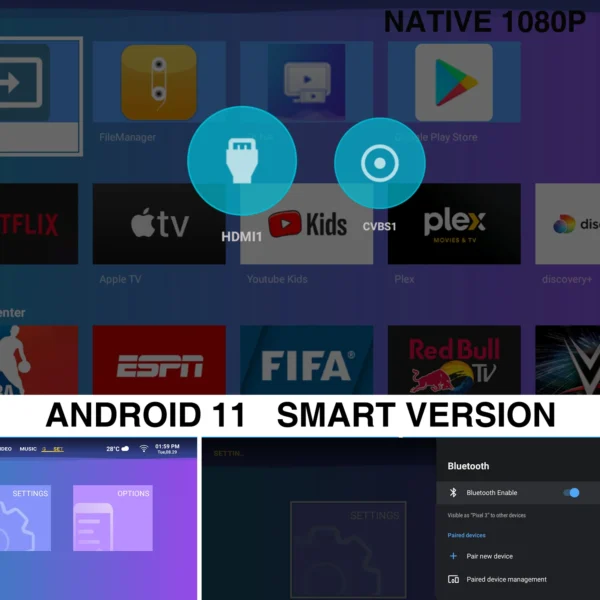 Projetor P7 Pro Android Polaring, Todos Vencedor, H713, 6G, WiFi, BT, 350Ansi, Casa, Keystone, HDMI, 1080P, Projetor 4K - Imagem 3