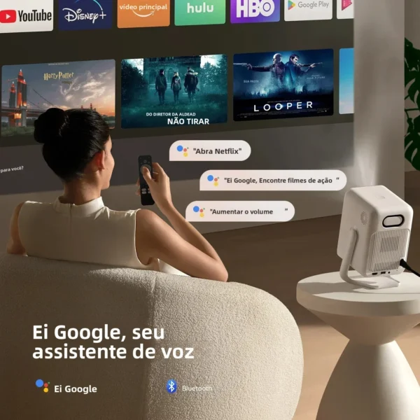 Projetor Wanbo T2 Ultra Andorid TV11.0 1080P com suporte para projetor 4K 500Ansi 120 ° Projetor inteligente com feixe doméstico portátil giratório - Imagem 6