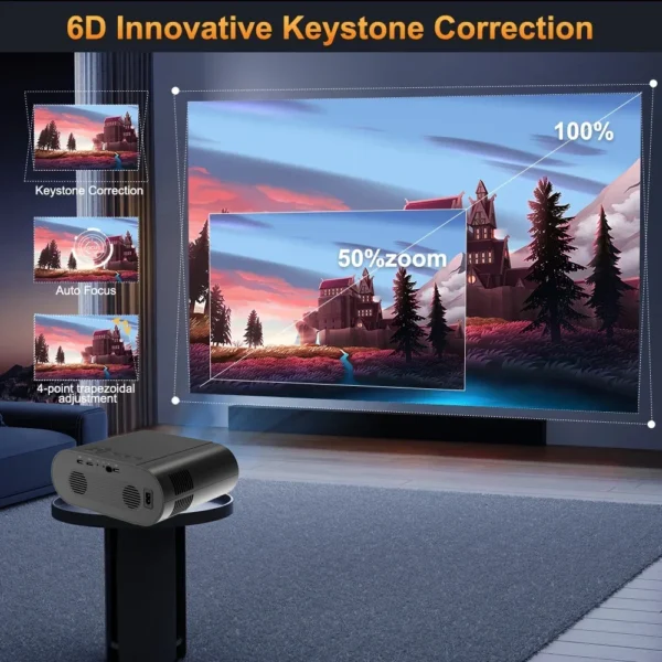 DITONG Full HD 1080P Projetor 5G LED 4K Auto Keystone Video Proyector Feixe de Filme Projetores Android Home Theater Cinema Beamer - Imagem 4