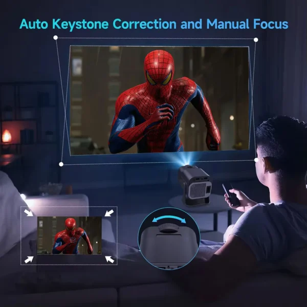 Projetor 4K Full HD HY320 KaiAqua WiFi6 250 ANSI Lumen Auto Keystone Correction Bluetooth 5.1 Dispositivo de Home Theater Projetor LED - Imagem 5