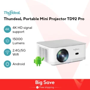ThundeaL Mini Projetor Portátil TD92 Pro FHD 1080P Full HD Feixe 4K Vídeo WiFi Projetor Android TD92Pro Filme 3D Home Theater