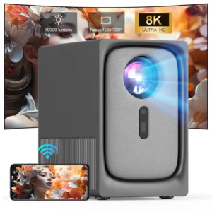 Projetor de filmes ao ar livre para home theater WiFi e Bluetooth nativo 1080P 8K Suporte até 300 ''Compatível com USB iOS Android