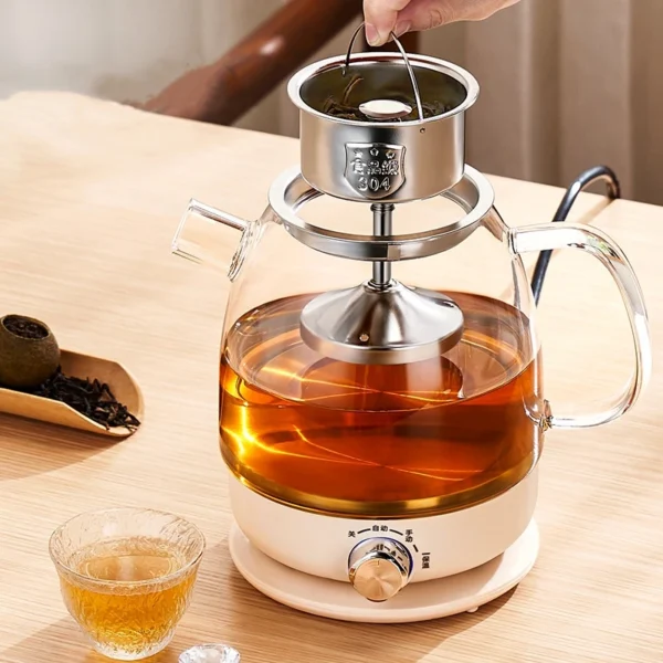 1000ml chaleira elétrica pu'er chá vapor bule casa multi-função máquina de fazer chá isolamento automático bule de vapor 600w - Imagem 3