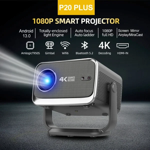 WZATCO P20 PLUS Android 13.0 Smart WiFi 6G 4K Full HD 1080P LCD LED Projetor de foco automático de vídeo Home theater Proyectores com RJ45