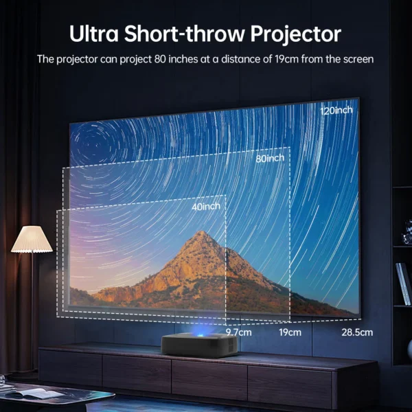 Projetorstar h2 mini 1000ansi projetor de curto alcance 4k 8k suporte filme laser triplo google tv 5g wifi vídeo projetor de cinema em casa - Imagem 5