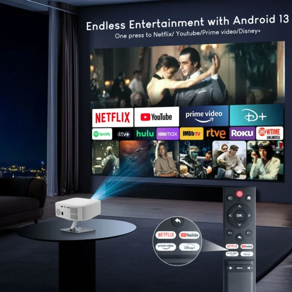 Salange netflix projetor p92max inteligente android 13 1080p bt5.2 wifi6 12000l foco eletrônico auto keyston 4k filme hd cinema em casa - Imagem 4