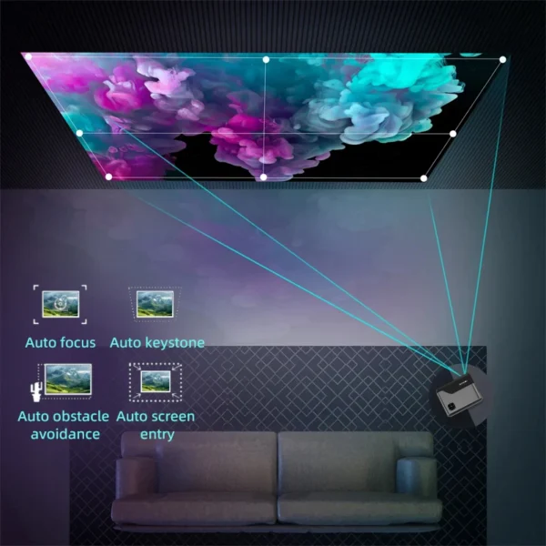 CAIWEI A8 Projetor Portátil Full HD 1080P com Google TV 4K Foco Automático Home Theater WiFi 6 Áudio Dolby Projetor Inteligente para Ambientes Externos - Imagem 2