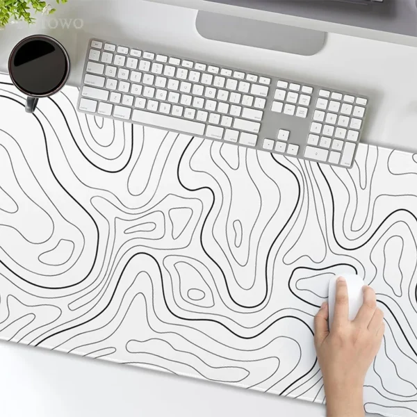Mouse pad gamer linhas de contorno branco xl hd personalizado novo mousepad xxl mousepads borracha natural escritório mouse pad desktop mouse pad - Imagem 2