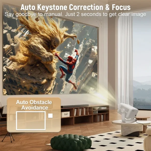 HT23 PLUS Projetor Portátil Nativo 1080P Android11 Auto Focus Keystone 4K 650ANSI 360 ° Gire Wifi6 BT5.2 Home Theater - Imagem 6