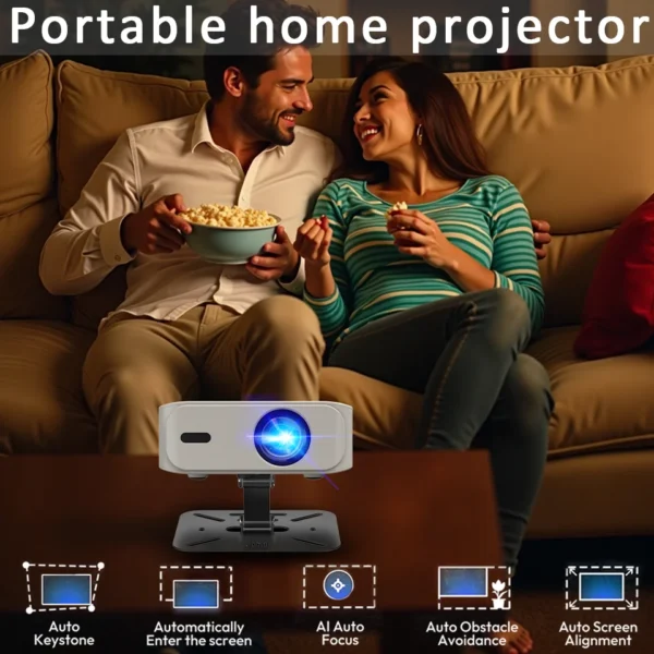 Novo projetor portátil doméstico 350 ansi filme projetor de luz diurna android 11.0 projetor inteligente 4k decodificação projetor de foco automático - Imagem 3