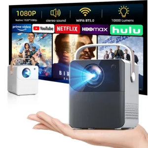 Projetor doméstico 4K HD suporta conexão WiFi 5G a telefones celulares e computadores, sistema Android integrado adequado para casa/exterior