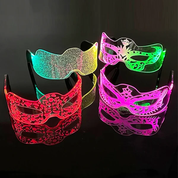 Acrílico led luminoso óculos de festa brilho neon light up visor óculos dj bar festa eyewear para o dia das bruxas natal - Imagem 5