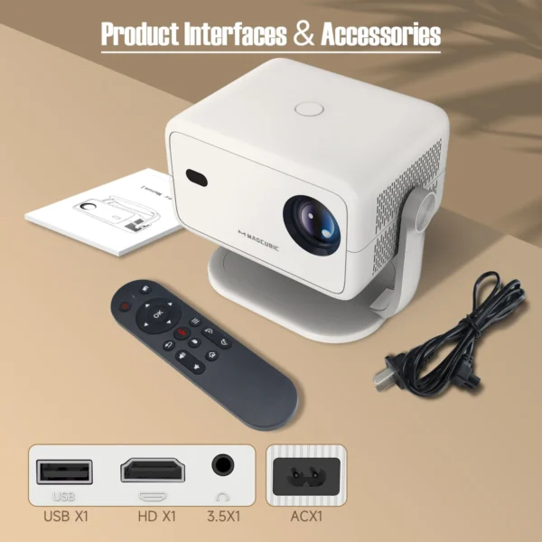 Projetor Magcubic L018 4K Android11 650ANSI com foco automático e Keystone 1080P 360 ° Gire Wifi6 BT5.2 Caixa de correio portátil para filmes ao ar livre - Imagem 6