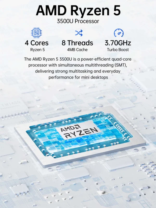 GMKtec G10 Mini PC AMD Ryzen 5 3500U 16GB DDR4 500GB SSD NVME Wifi5 BT5.0 Windows 11 Display Tripla Desktop DIY Gamer Computer - Imagem 3