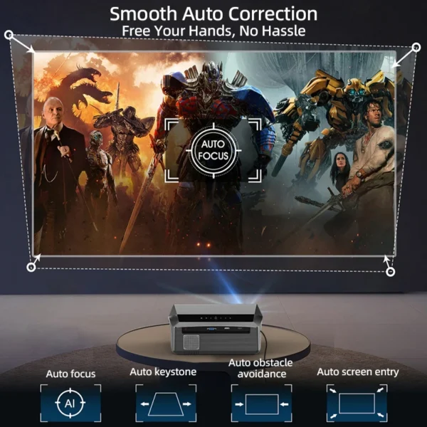 CAIWEI A10Q 4k Android 14 Projetor 1080P Full HD Foco Automático Alto Brilho Wifi 6 2200 Ansi Beam Projetores Smart Home Theater - Imagem 5