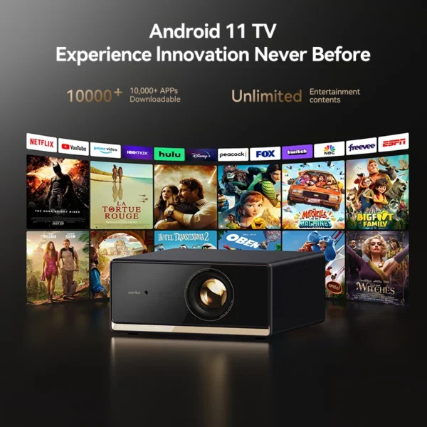 Wanbo X5 Pro Projetor Full HD 1080P Projetor Suporte 4K 1100 ANSI Android 11.0 Home Google Widevine L1 e Assistant - Imagem 2