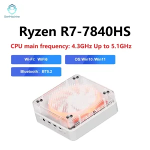 Genmachin amd 7840hs 7735hs 7735u r9 6900hx mini pc windows 11 ryzen ddr5 4800mhz m.2 wifi6 bt5.2 jogo de pc diy computador de jogos