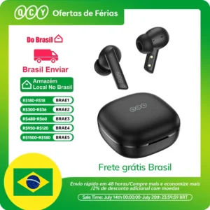 QCY HT05 ANC fone de ouvido sem fio 40dB cancelamento de ruído Bluetooth 5.2 fone de ouvido 6 microfone ENC HD chamada TWS fones de ouvido modo de transparência