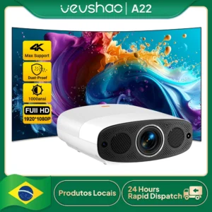 Vevshao projetor full hd a22 4k vídeo smart tv para casa wifi 1080p 1000 lúmen projetores mídia player de vídeo inteligente beamer