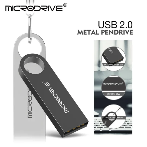 Metal USB 2.0 Flash Drive Pendrive 16GB 32GB 64GB Memory Stick U Disk 128GB Chaveiro Presente - Imagem 3