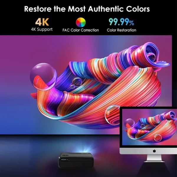 Projetor portátil CAIWEI A8+ Google TV 4K Ultra HD 1080P Android 14 Auto Keystone Focus Home Cinema Projetores Smart TV para áreas externas - Imagem 4