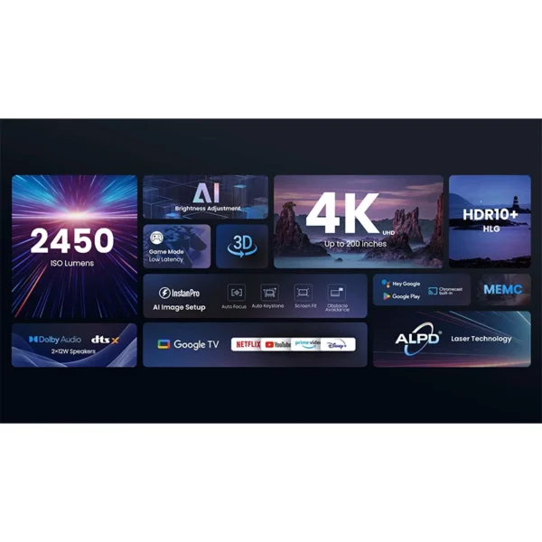 Dangbei mars pro 2 projetor nativo 4k hdr10 + dlp laser cinema 2450 iso lumen google tv android para casa versão global teatro - Imagem 4