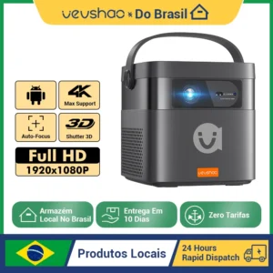 Vevshao V50 3D Mini Projetor Portátil 4K HD LED WiFi 1080P Filmes Vídeo Projetores de Home Theater DLP com Bateria de 15000mAh