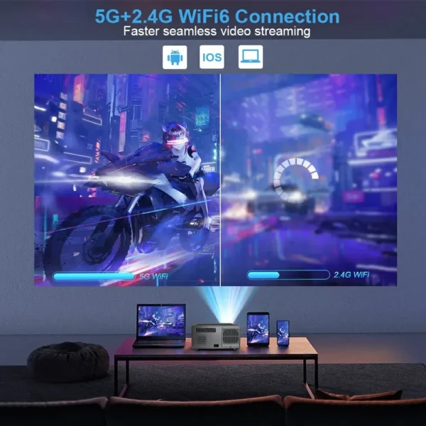 Pg600w nativo 1080p projetor android 4k 5g wifi foco automático projetor de vídeo 3d inteligente cinema em casa filme ao ar livre pk dlp beamer - Imagem 4