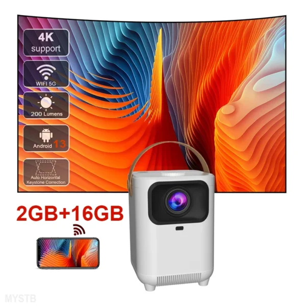 Projetor laser 4k ultra curto alcance android 13 controle de telefone móvel feixe de baixo ruído mini home studio cinema 200lmansi wifi 5g