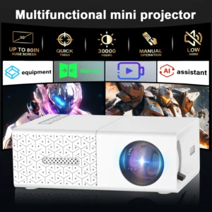 Projetor de bolso com USB e HDMI, mini LED DLP de vídeo de filmes ao ar livre portátil para entretenimento doméstico