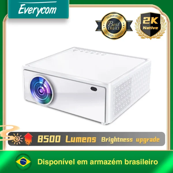 Everycom 2K E700 Pro 2560x1440p Projetor 4K Android 12 Smart tv para Projetores de feixe de cinema em casa com 3 + 32G 2.4/5G WIFI