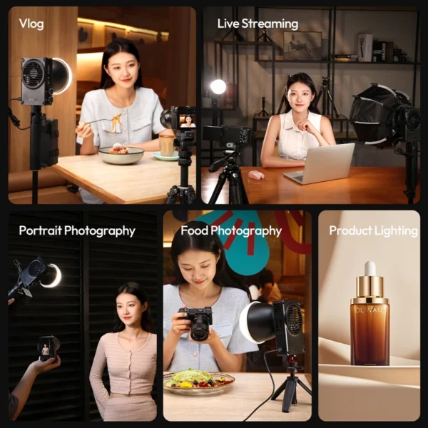 Ulanzi c01 100w luz cob portátil 2700k-6500k bicolor potência leve para câmera fotografia smartphone vlog streaming ao vivo - Imagem 2