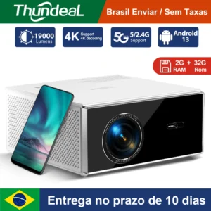 Thundeal projetor portátil tda7w android 13 wifi para 2k 4k full hd 1080p 3d projetor cinema em casa projetor de feixe de vídeo 2g 32g