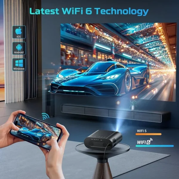 DITONG Projetor 4K Android com Dual WiFi 6 e Bluetooth Auto Keystone Auto Focus Home Theater HD Native 1080P projetor - Imagem 4