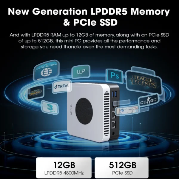 Chuwi larkbox x mini pc 12gb ram 512gb ssd intel n100 jogo pc uhd gráficos para processadores intel de 12a geração wifi 6 computador desktop - Imagem 3