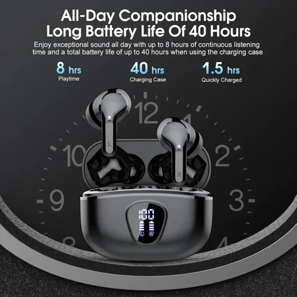 Novos fones de ouvido sem fio estéreo alta fidelidade bt5.3 com cancelamento ruído enc 48h display led fones ip7 à prova dip7 água - Imagem 3