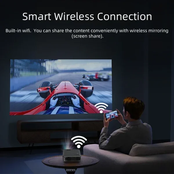 A30 mini projetor portátil 3d cinema em casa wifi sincronização android ios smartphone 1080p 4k movimento videoprojetor led teatro smart tv - Imagem 2