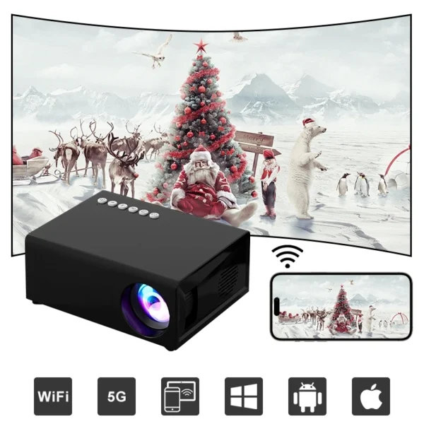 Salange j9c projetor inteligente android9 home theater wifi suporte banco de potência do telefone móvel 720p atualização filme ao ar livre yg300 crianças presente - Imagem 2